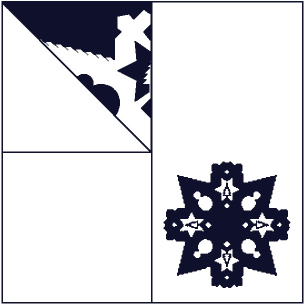 Схема вирізання сніжинки зі сніговиками