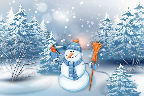 Новорічний малюнок зі сніговиком