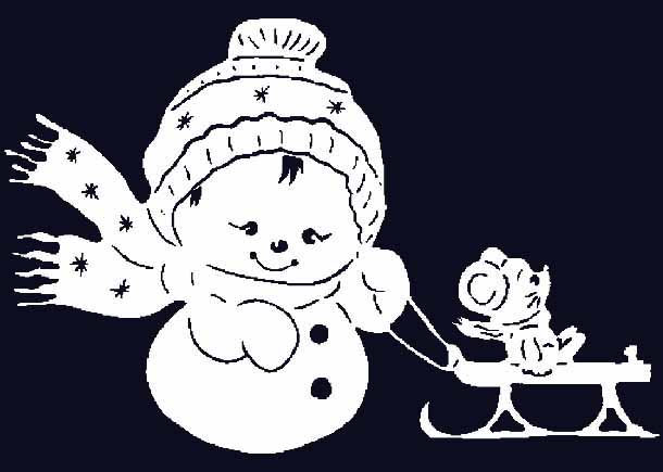 Витинанка зі сніговиком та мишкою